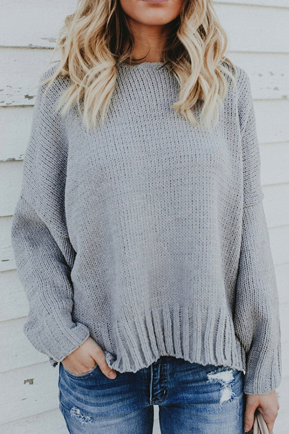 Women Winter Loose Solid Color Warm Sweater