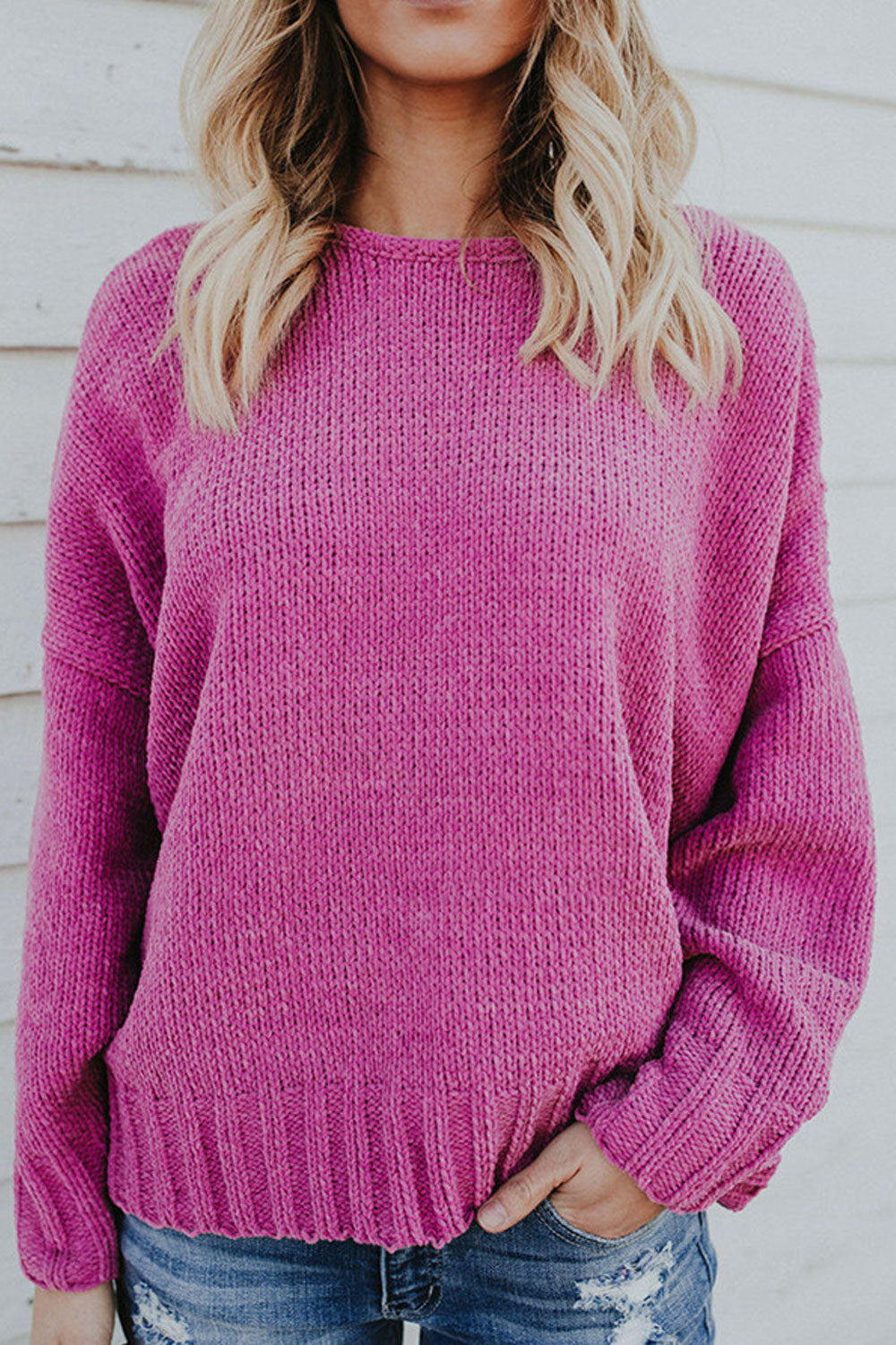 Women Winter Loose Solid Color Warm Sweater