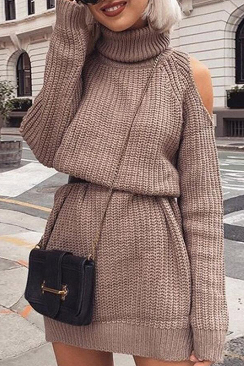 Women Charming High Collar Off Soulder Sweater