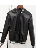 Women Comfy Solid Color Casual Leather Jacket