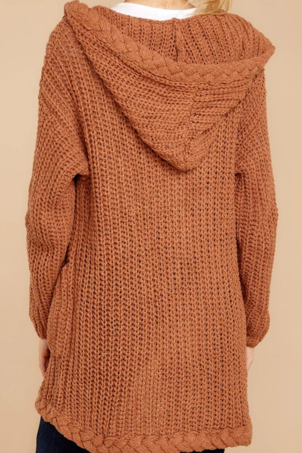 Women Winter Solid Color Hooded Cardigan