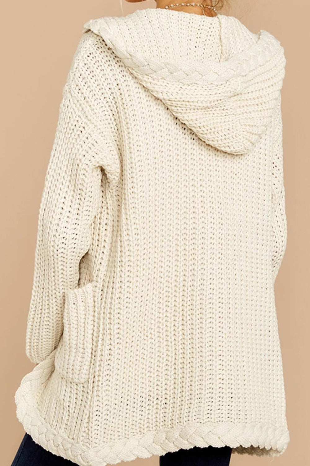 Women Winter Solid Color Hooded Cardigan