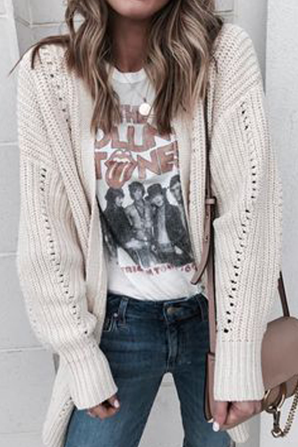 Women Autumn Solid Color Loose Cardigan