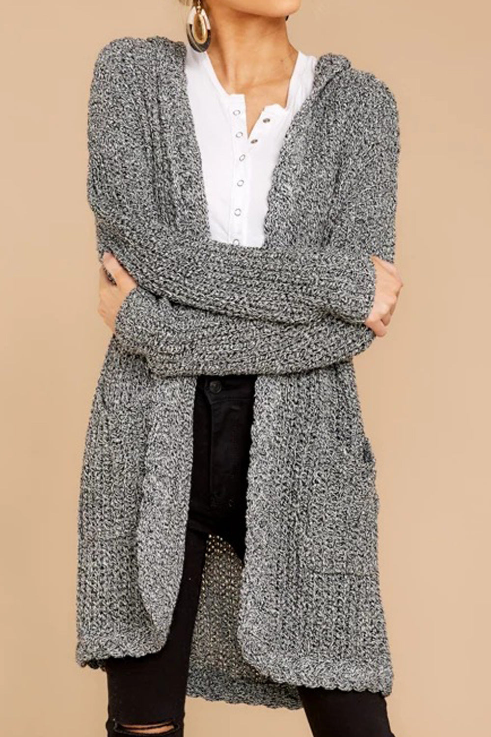 Women Lovely Hooded Long Sleeve Cardigan