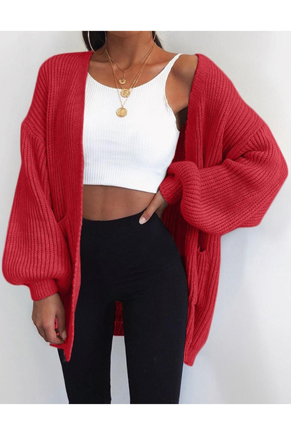 Women Elegant Solid Color Loose Cardigan