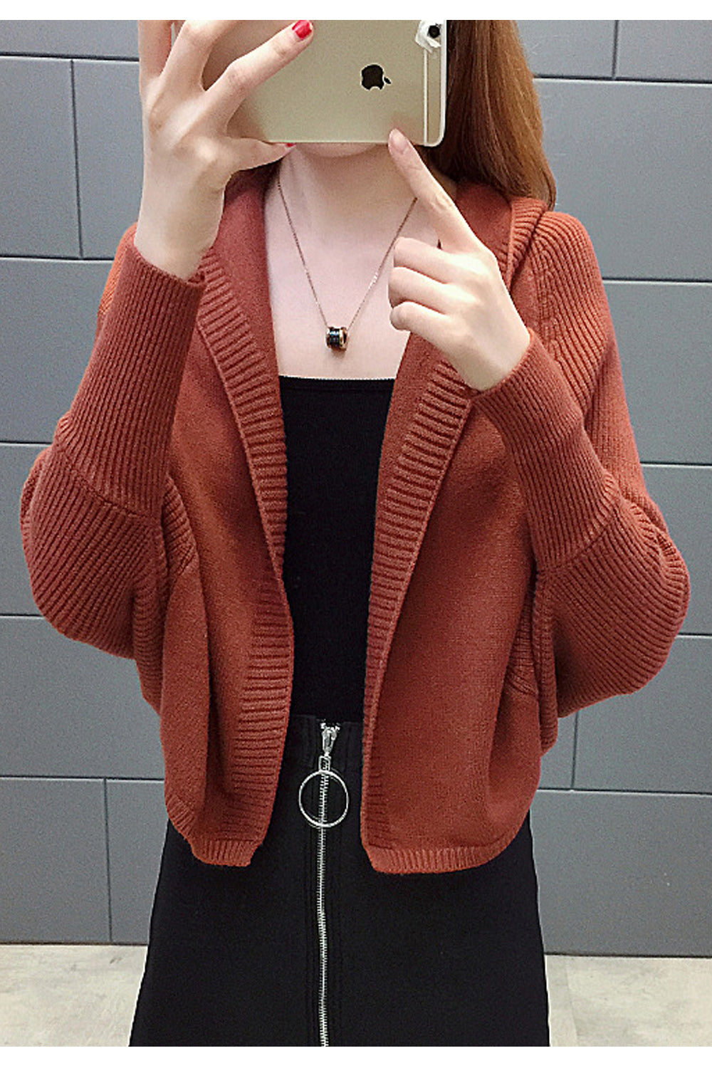 Women Beautiful Solid Color Bat Sleeve Cardigan