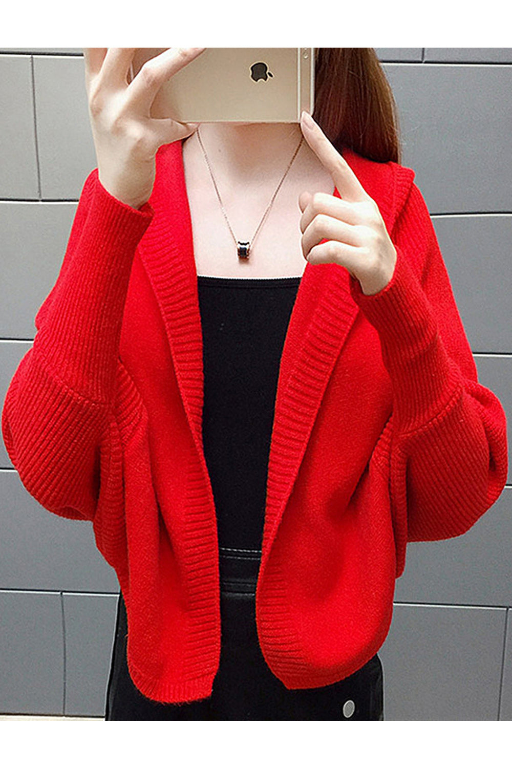 Women Beautiful Solid Color Bat Sleeve Cardigan