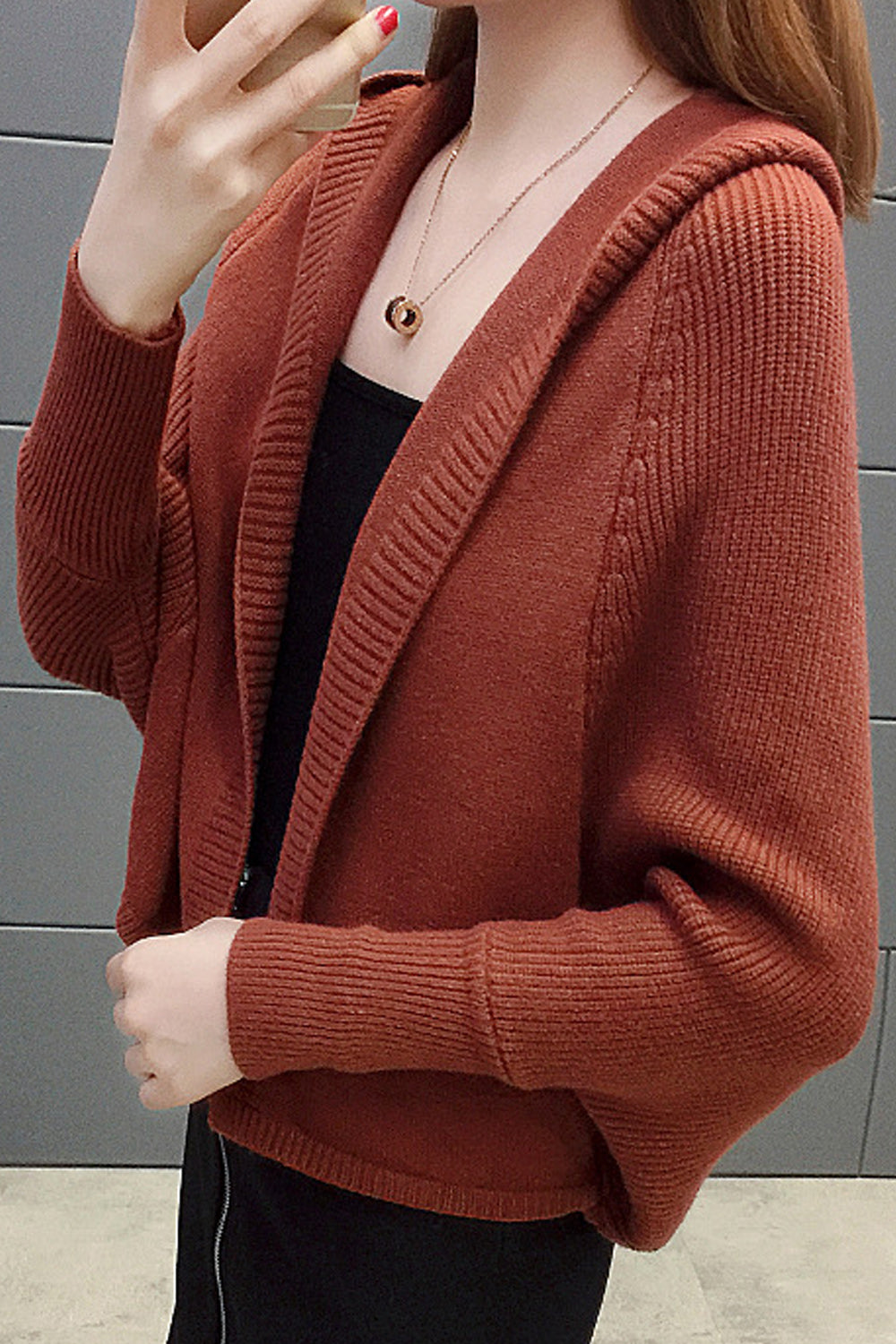 Women Beautiful Solid Color Bat Sleeve Cardigan
