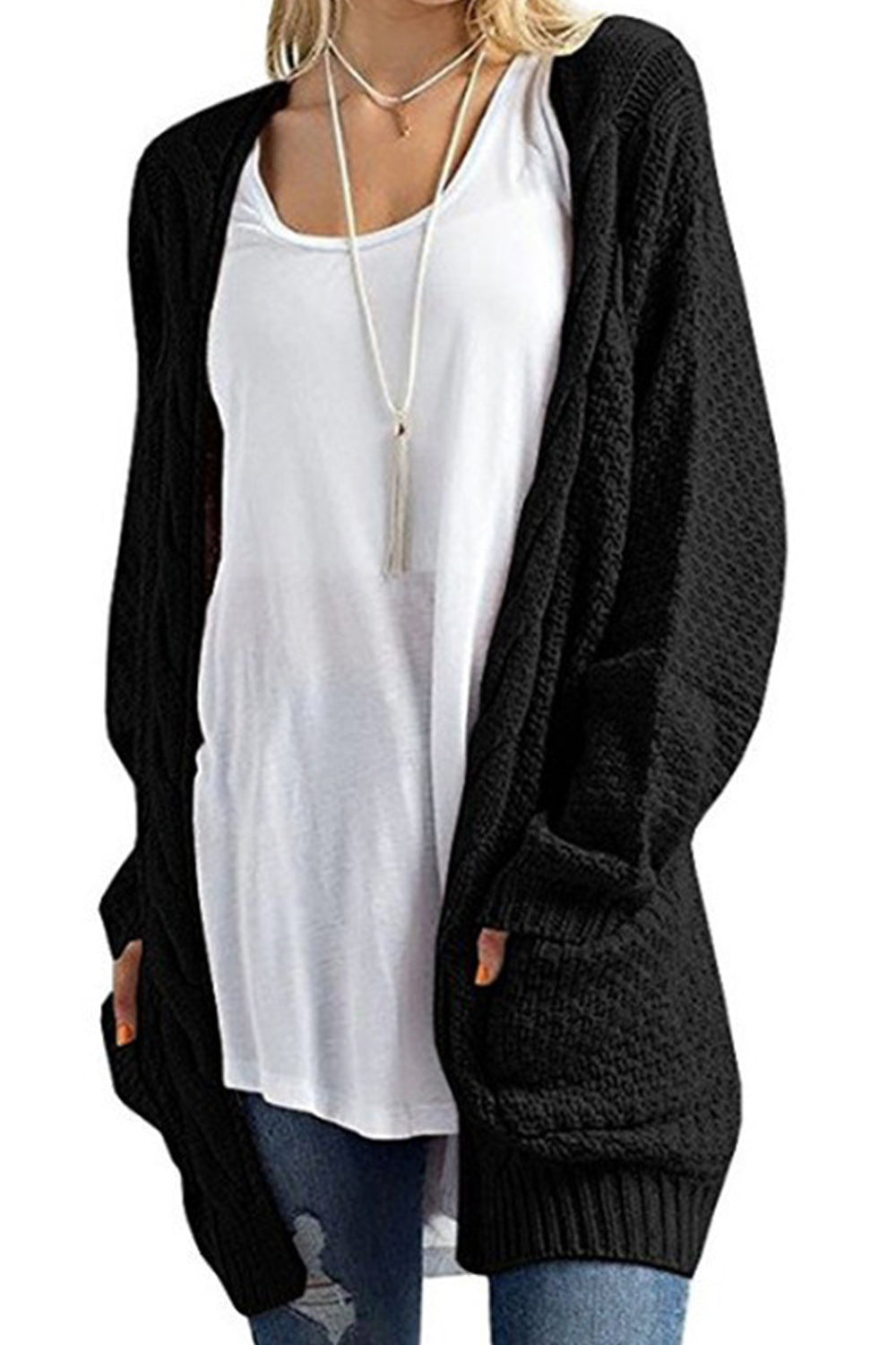 Women Solid Color Casual Warm Cardigan