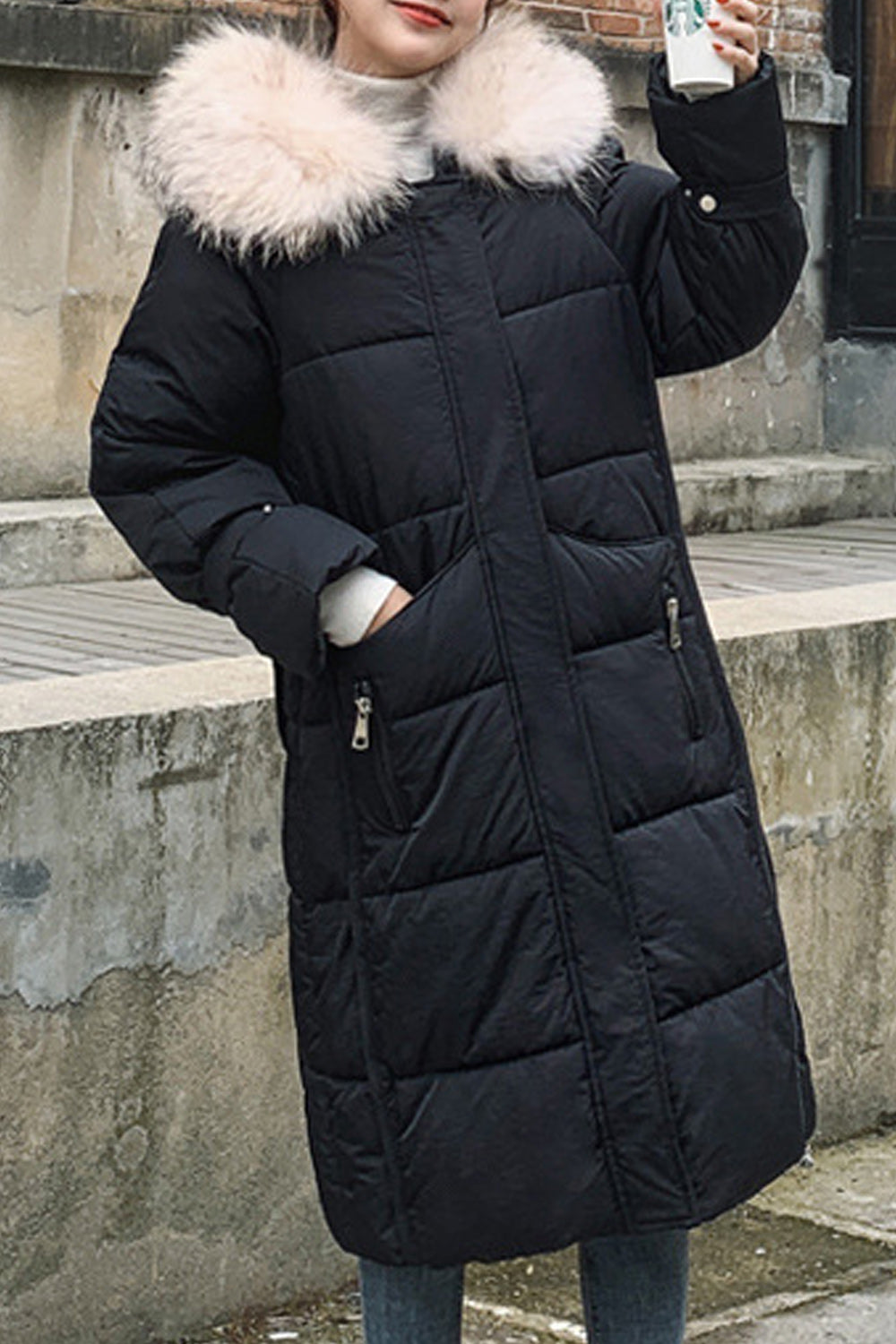 Women Zipper Up Cotton Padded Warm Winter Jacket