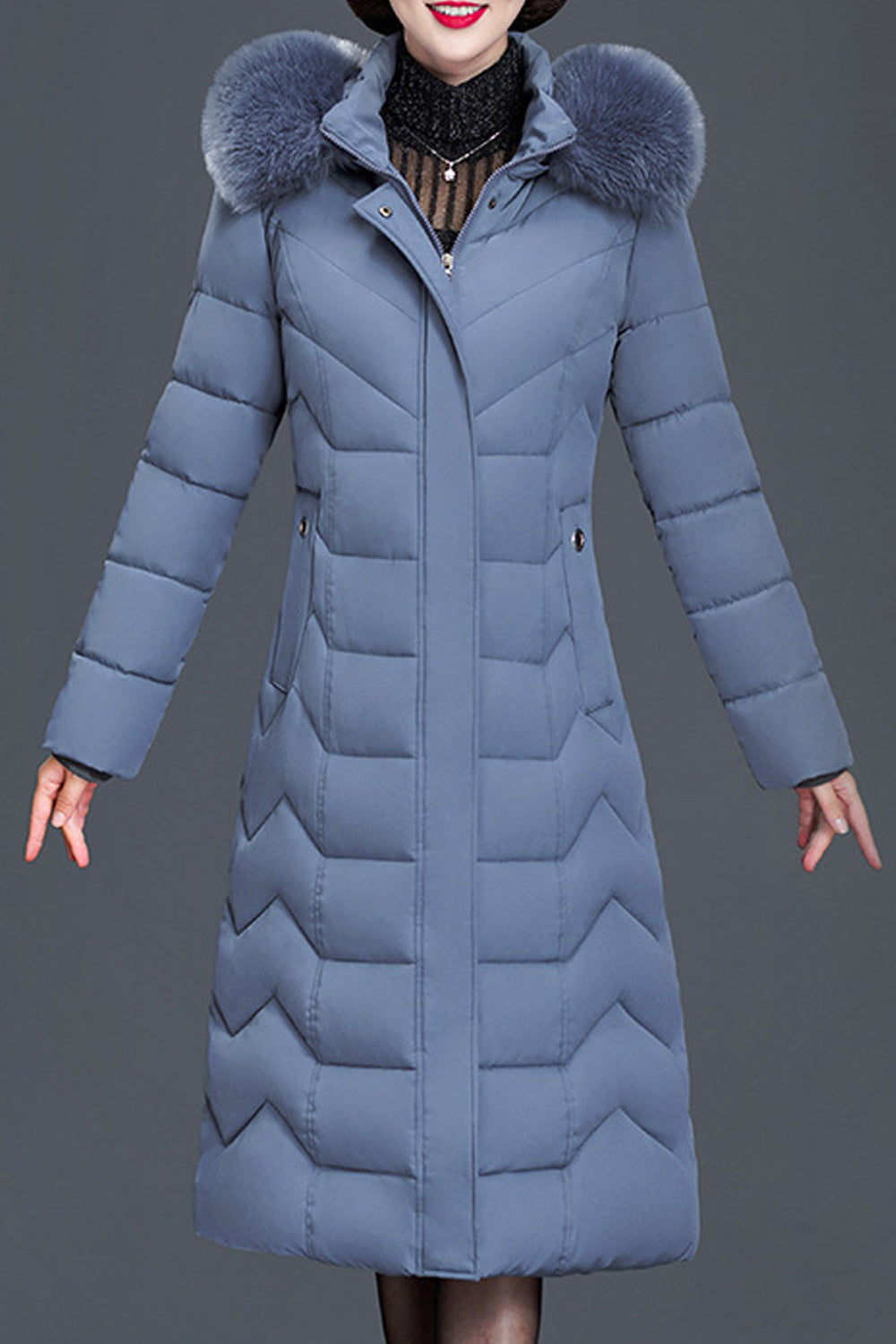 Women Thick Cotton Padded Zipper Hooded Jacket