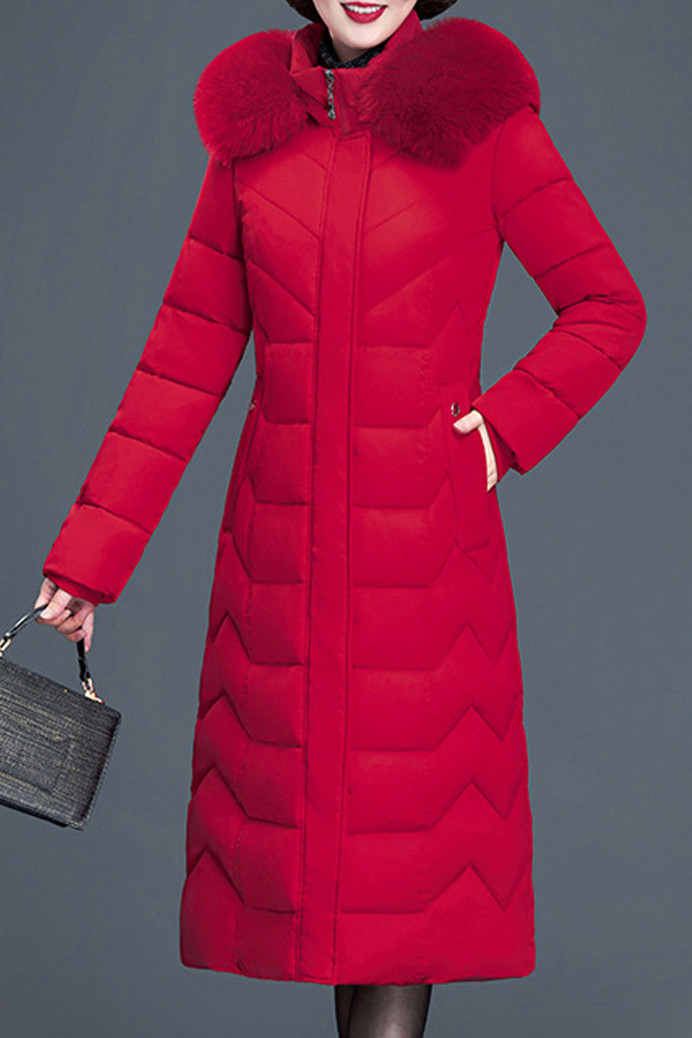 Women Thick Cotton Padded Zipper Hooded Jacket