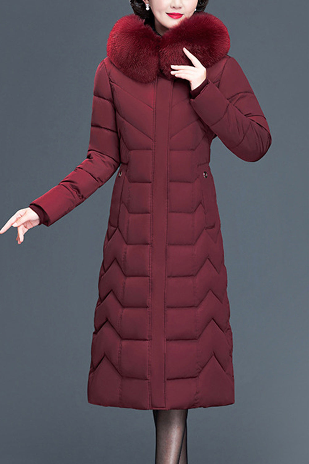 Women Thick Cotton Padded Zipper Hooded Jacket