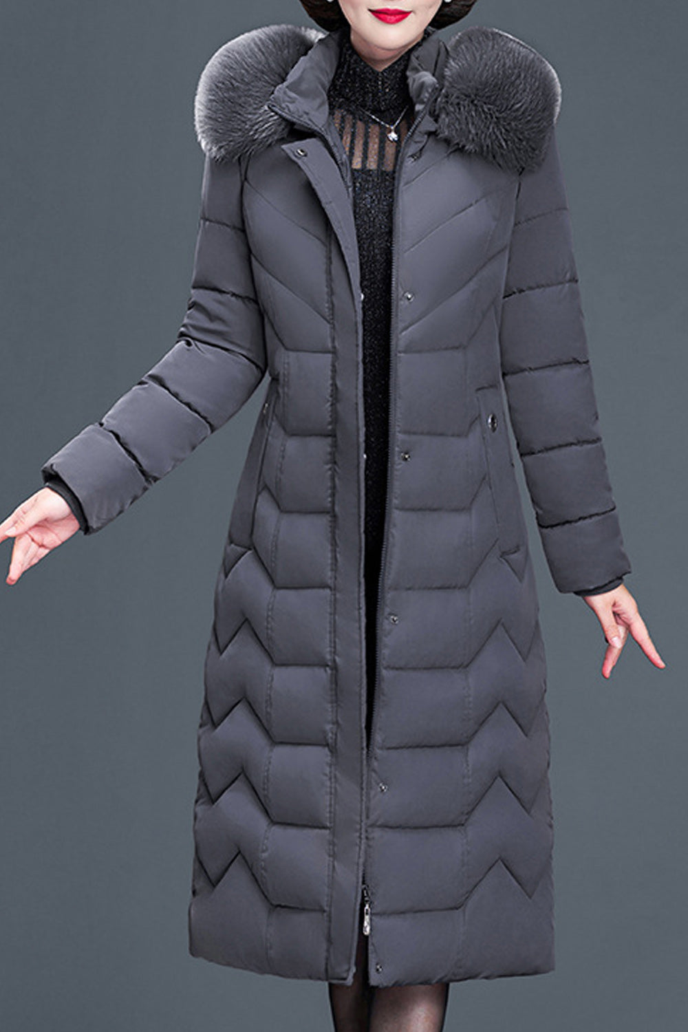 Women Thick Cotton Padded Zipper Hooded Jacket