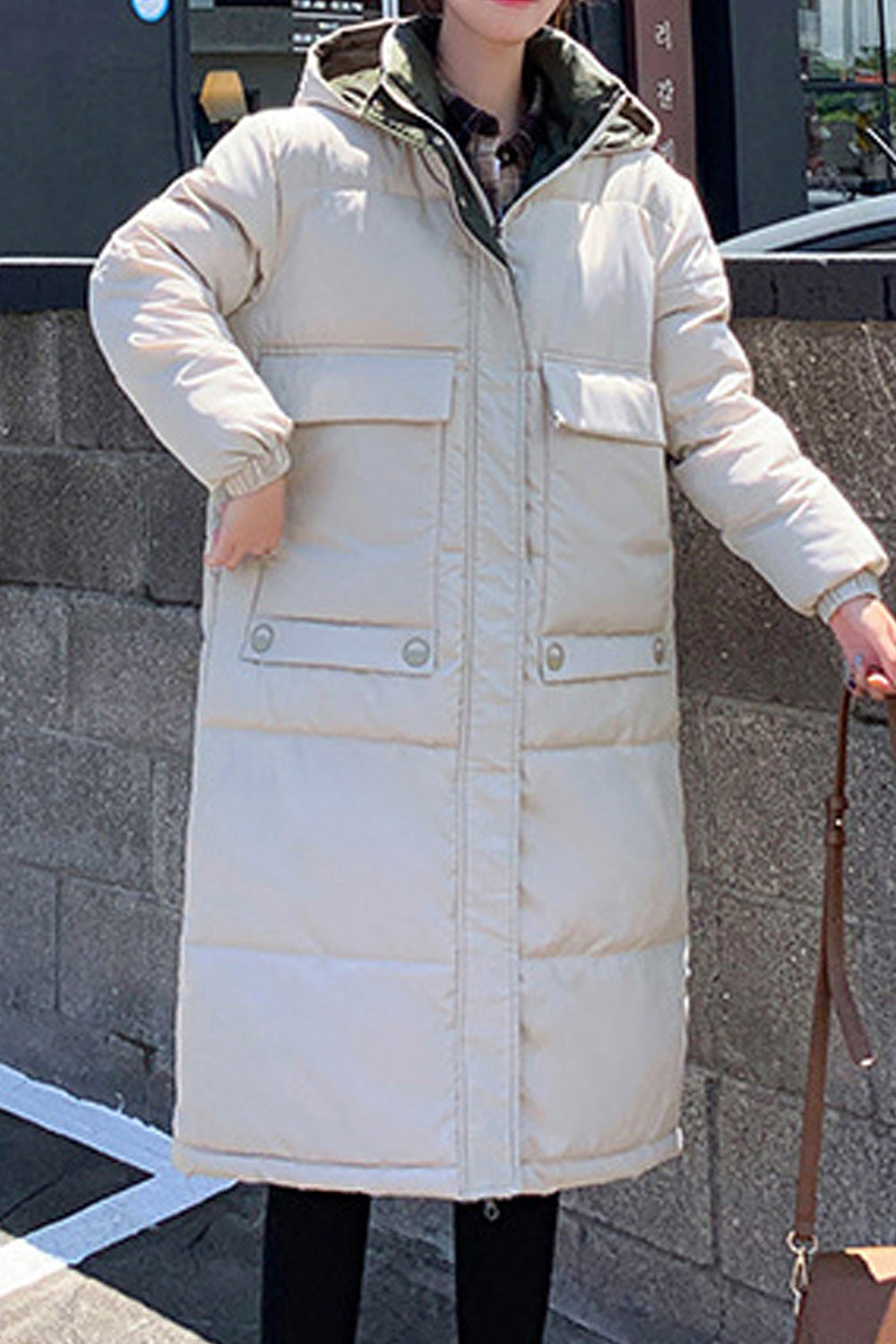 Women Warm Winter Padded Zipper Long Jacket