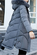 Women Big Collar Zip Up Warm Padded Jacket