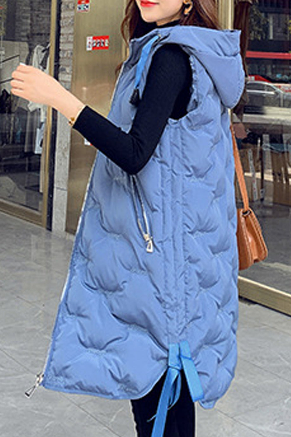 Women Relax Fit Zip Up Cotton Padded Vest