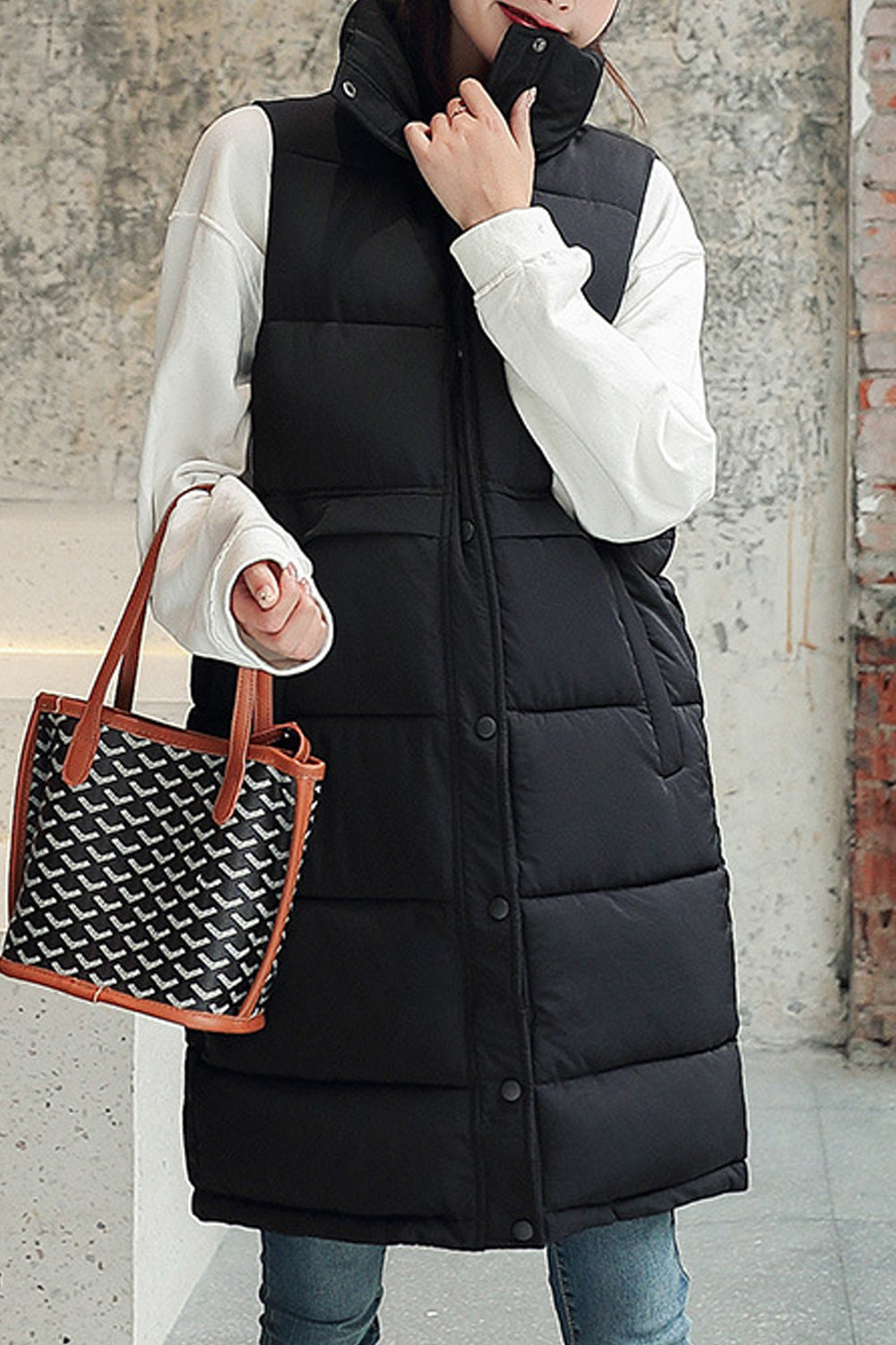 Women Thicken Cotton Padded Snap Button Winter Vest