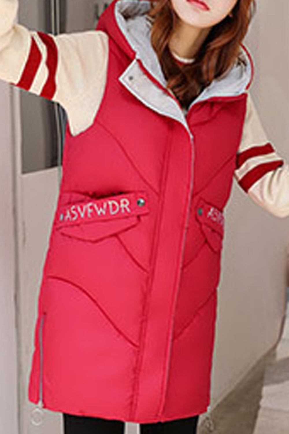 Women Loose Long Hood Cotton Padded Winter Vest