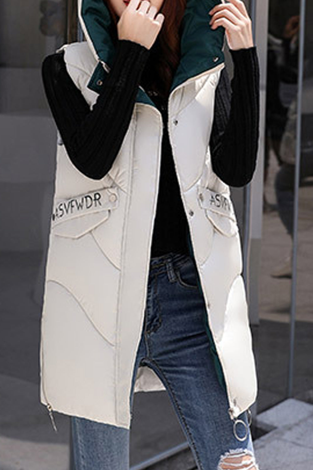 Women Loose Long Hood Cotton Padded Winter Vest