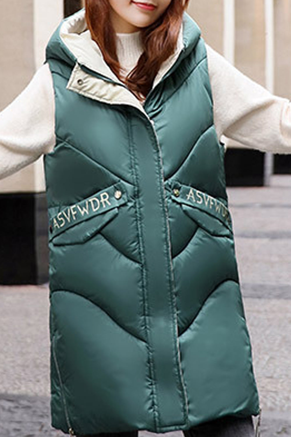 Women Loose Long Hood Cotton Padded Winter Vest