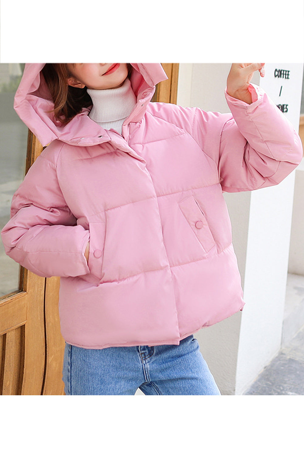 Women Snap Pocket Cotton Padded Winter Jacket