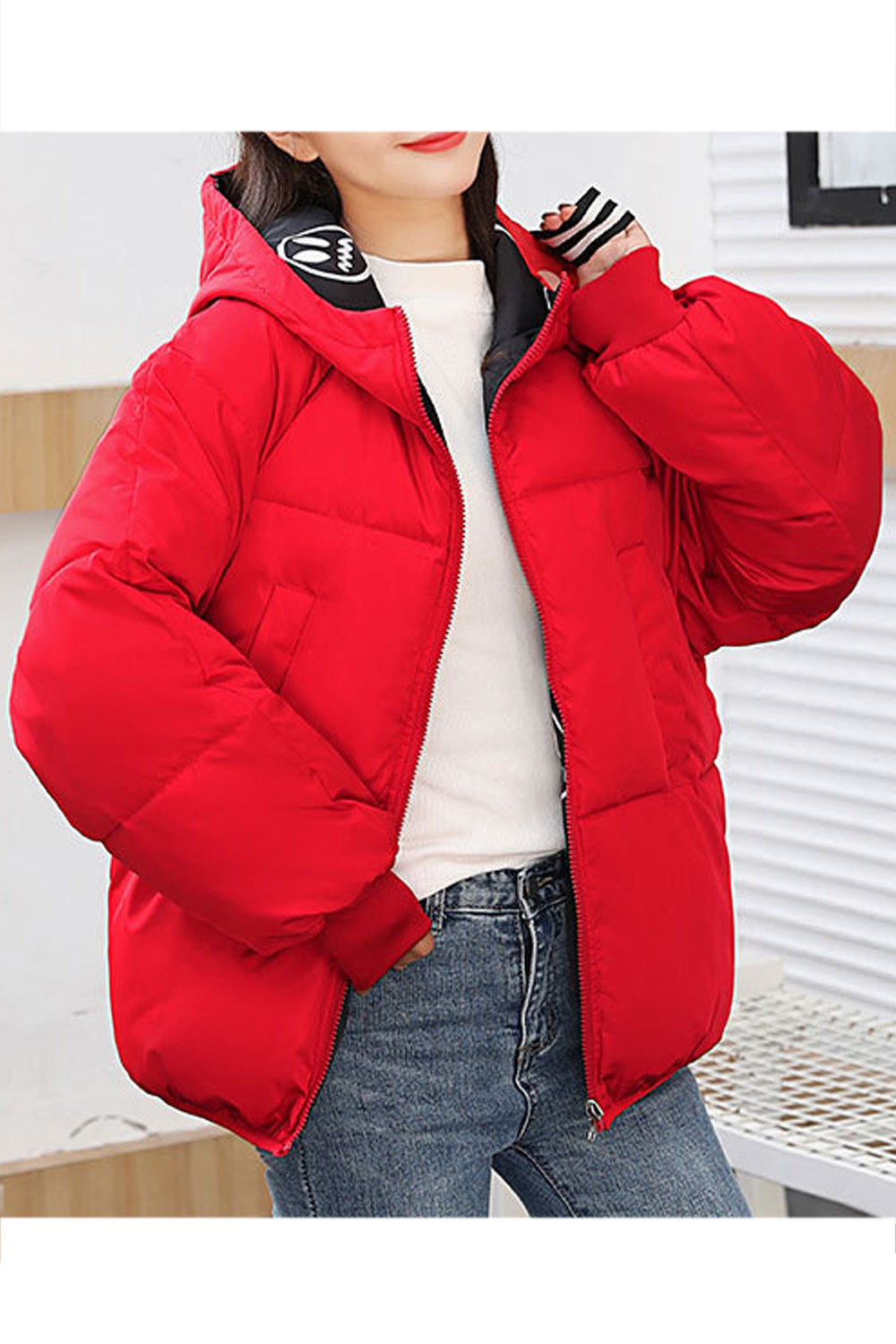 Women Double Sided Cotton Padded Winter Jacket