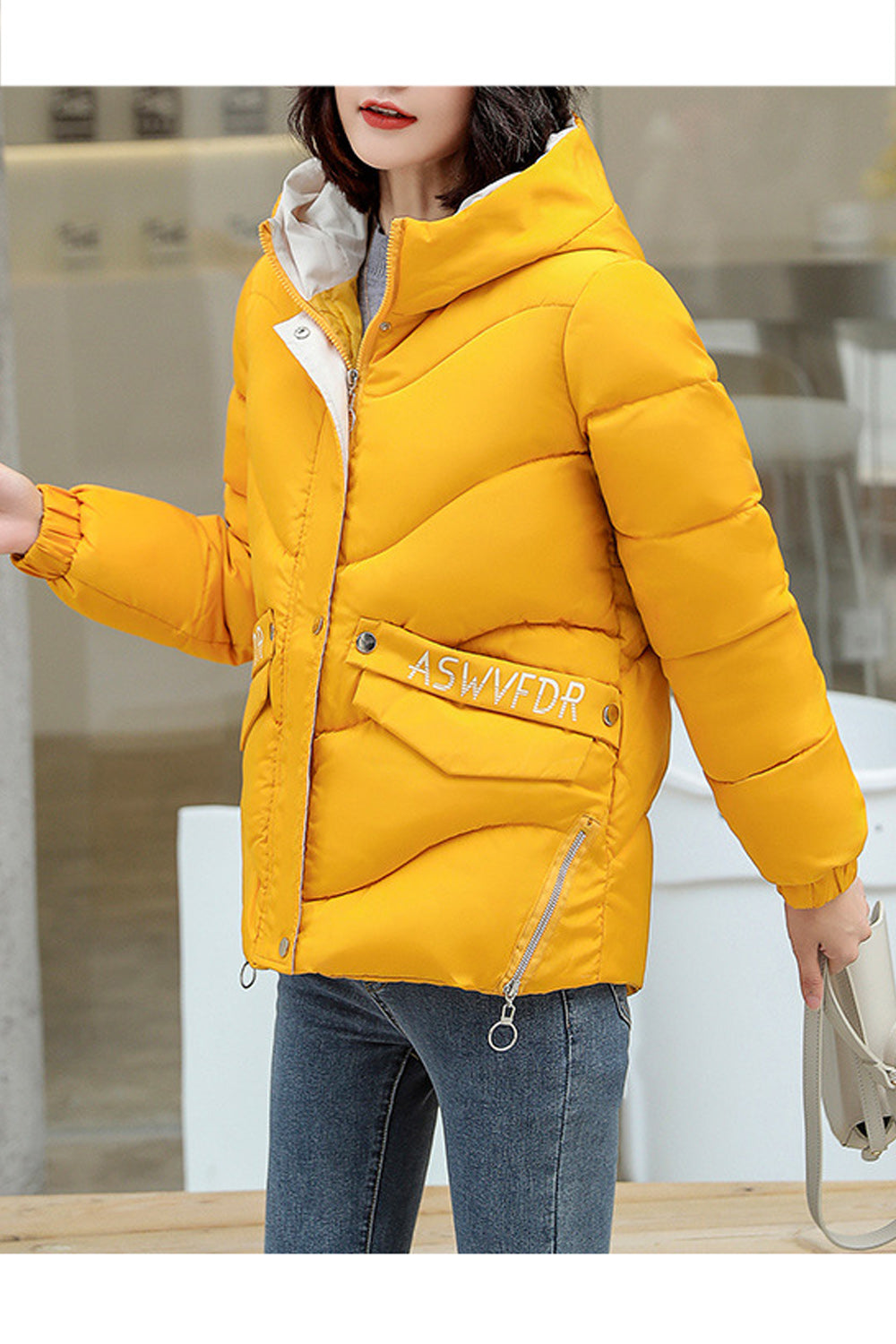 Women Elegant Cotton Padded Zipper Casual Jacket