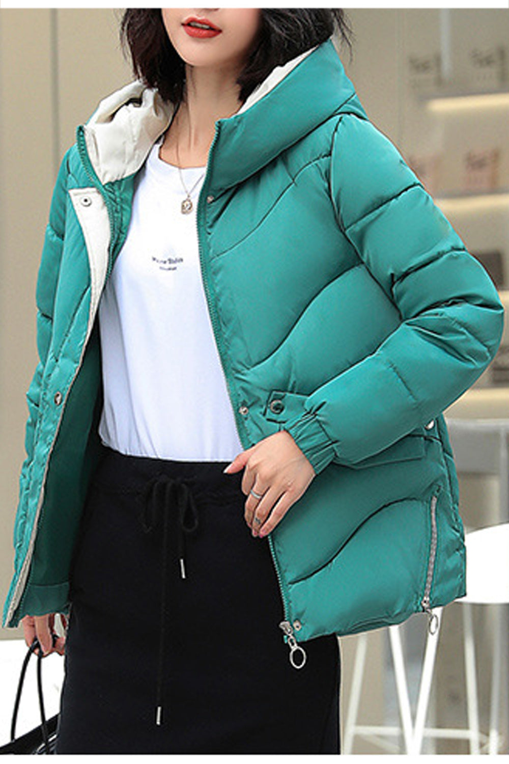 Women Elegant Cotton Padded Zipper Casual Jacket