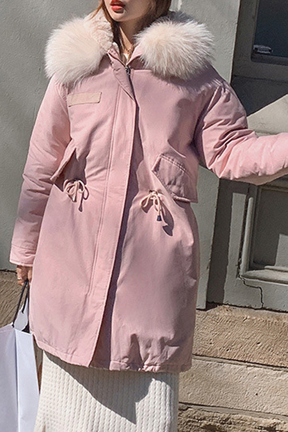 Women Loose Waist Strap Winter Padded Jacket