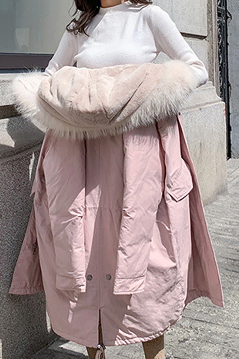 Women Loose Waist Strap Winter Padded Jacket