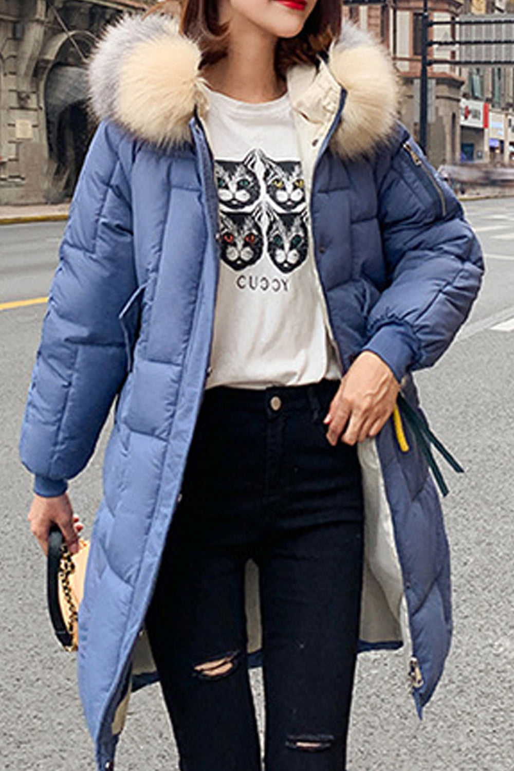 Women Fashion Loose Cotton Padded Zip Up Jacket
