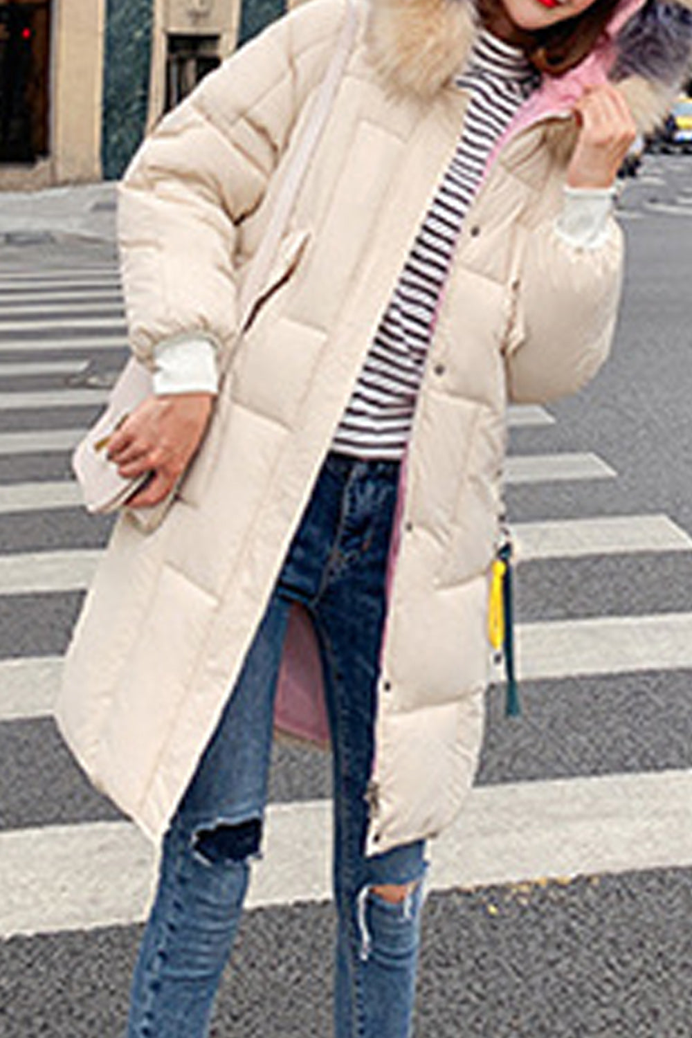 Women Fashion Loose Cotton Padded Zip Up Jacket
