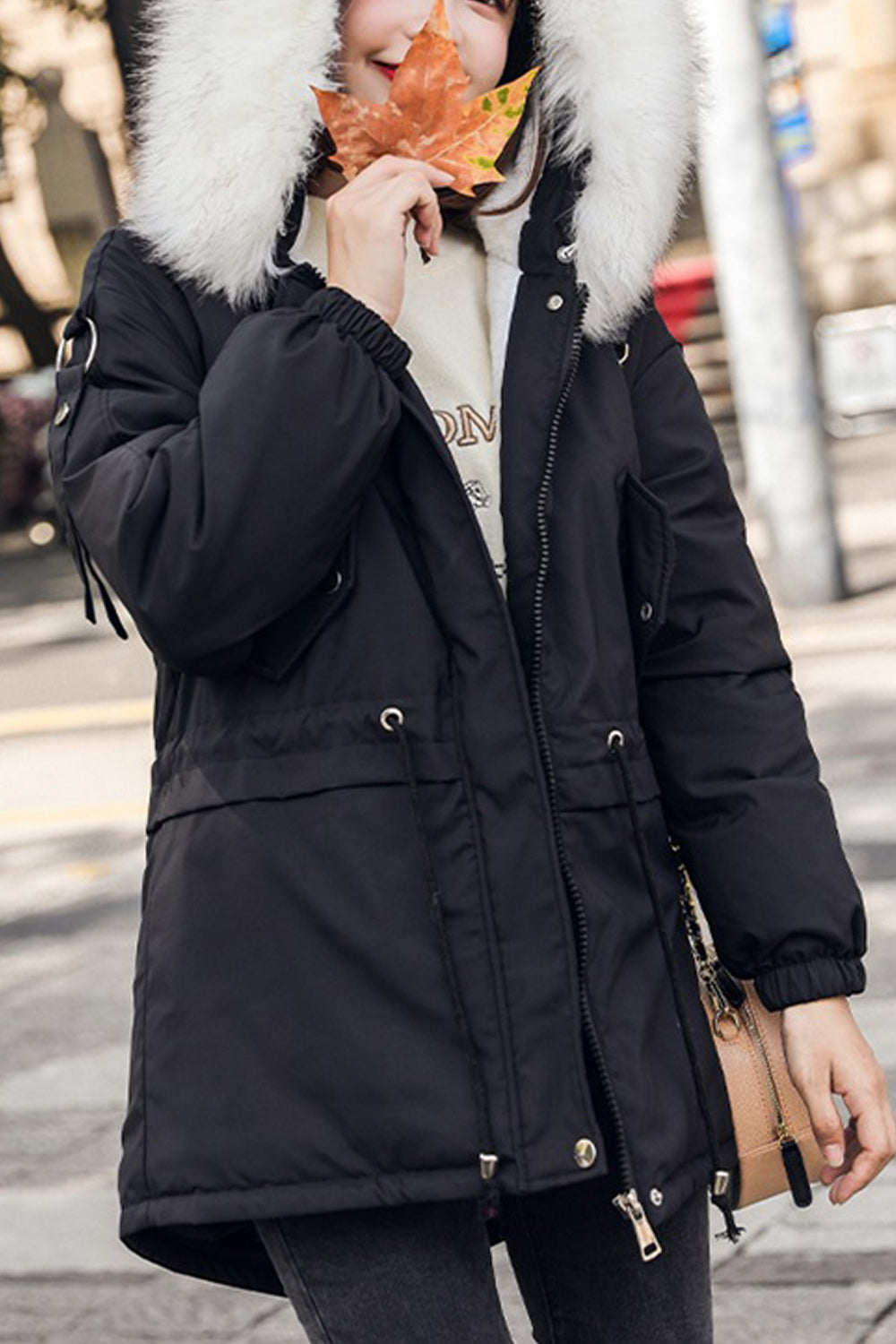 Women Qualited Elastic Cuff Winter Padded Jacket