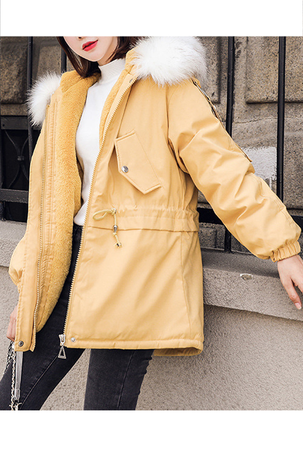 Women Qualited Elastic Cuff Winter Padded Jacket