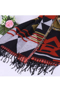 Women Contrast Color Geometry Pattern Warm Shawl