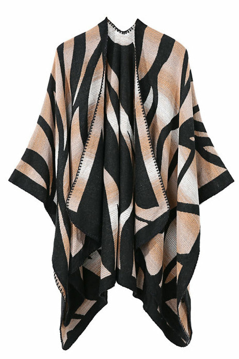 Women Contrast Color Warm Cashmere Shawl