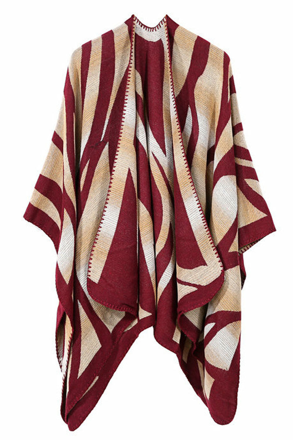 Women Contrast Color Warm Cashmere Shawl