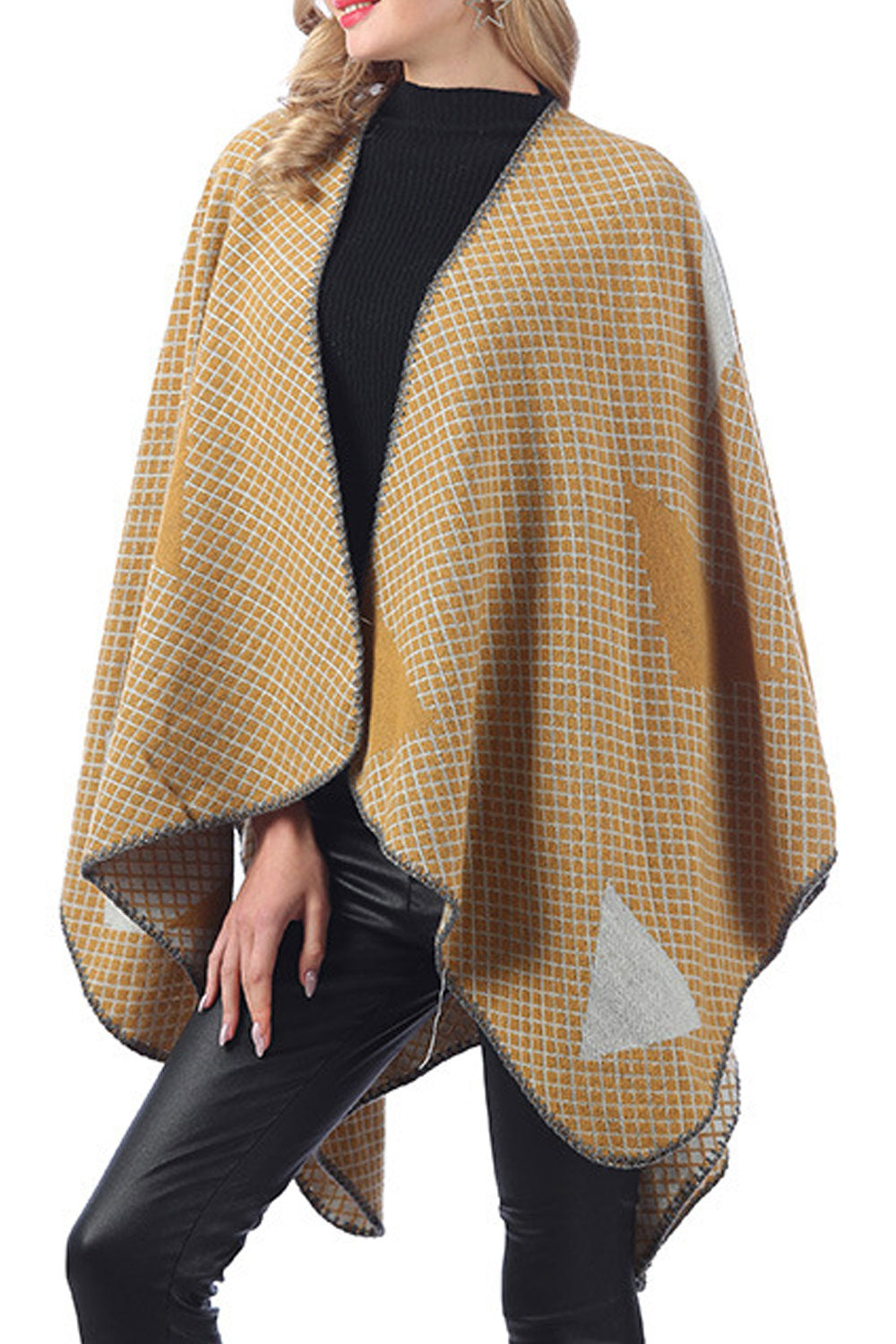 Women Dazzling Plaid Pattern Warm Shawl