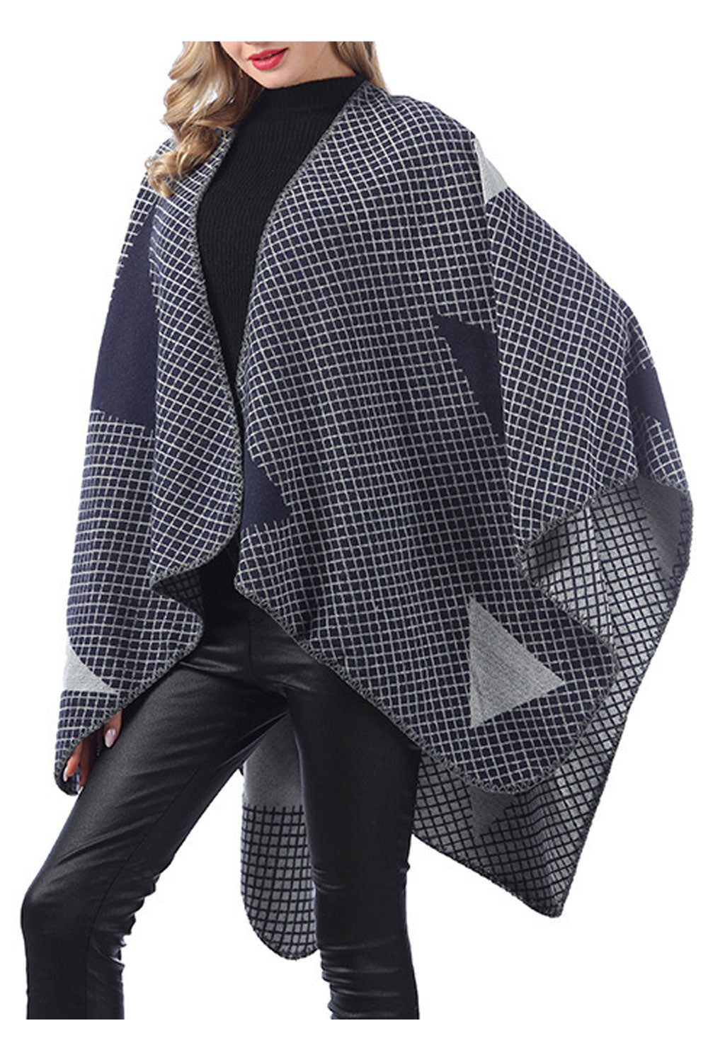 Women Dazzling Plaid Pattern Warm Shawl