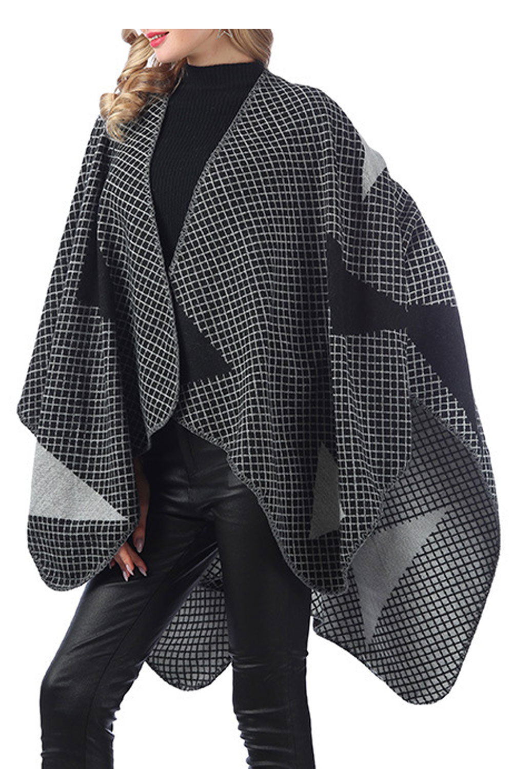 Women Dazzling Plaid Pattern Warm Shawl