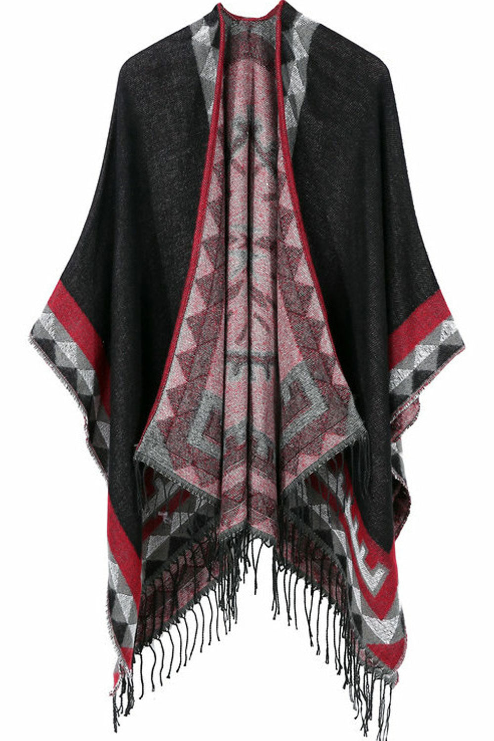 Women Diamond Tassel Decorate Warm Cashmere Shawl