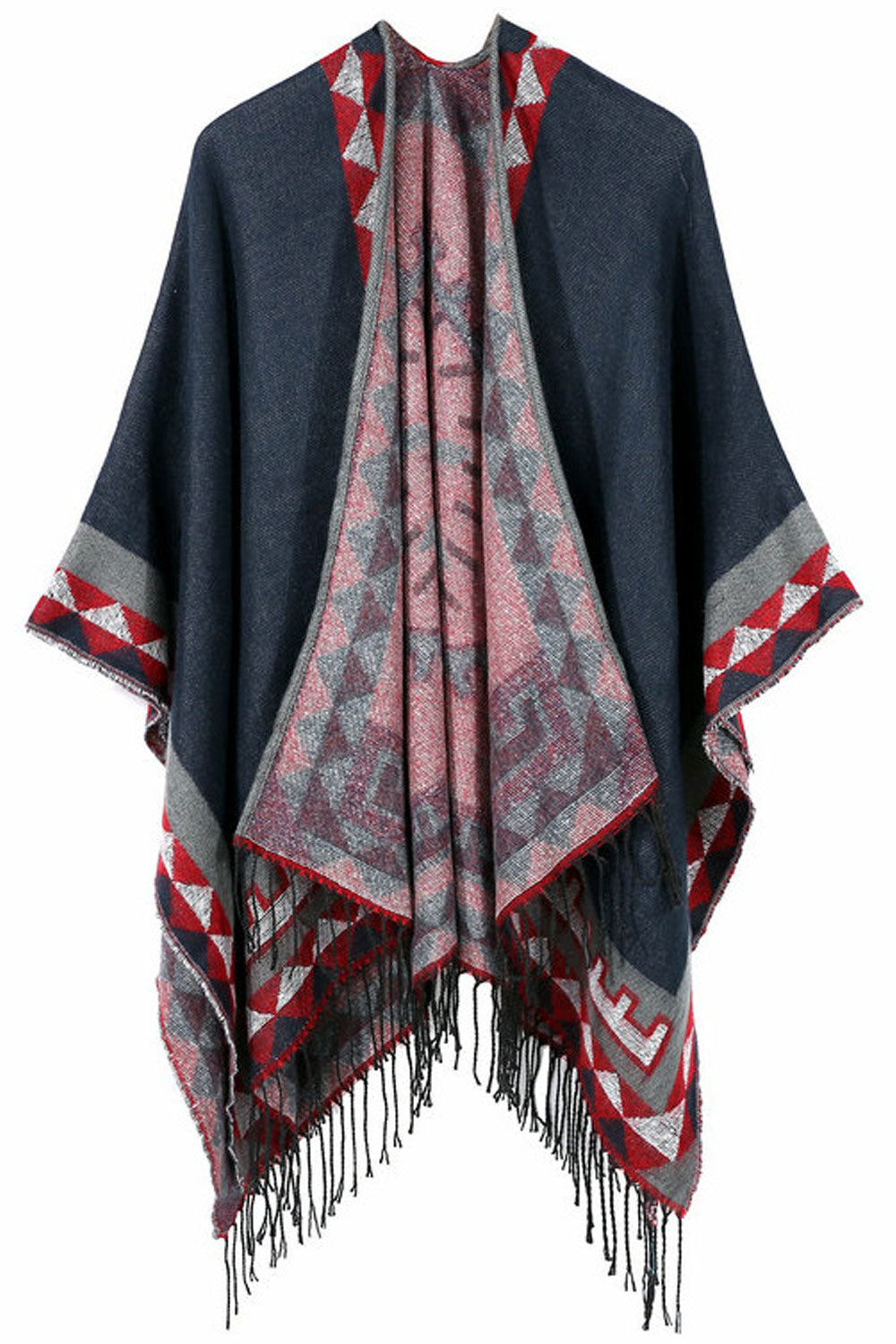 Women Diamond Tassel Decorate Warm Cashmere Shawl