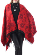 Women Flawless Flower Pattern Warm & Thick Shawl