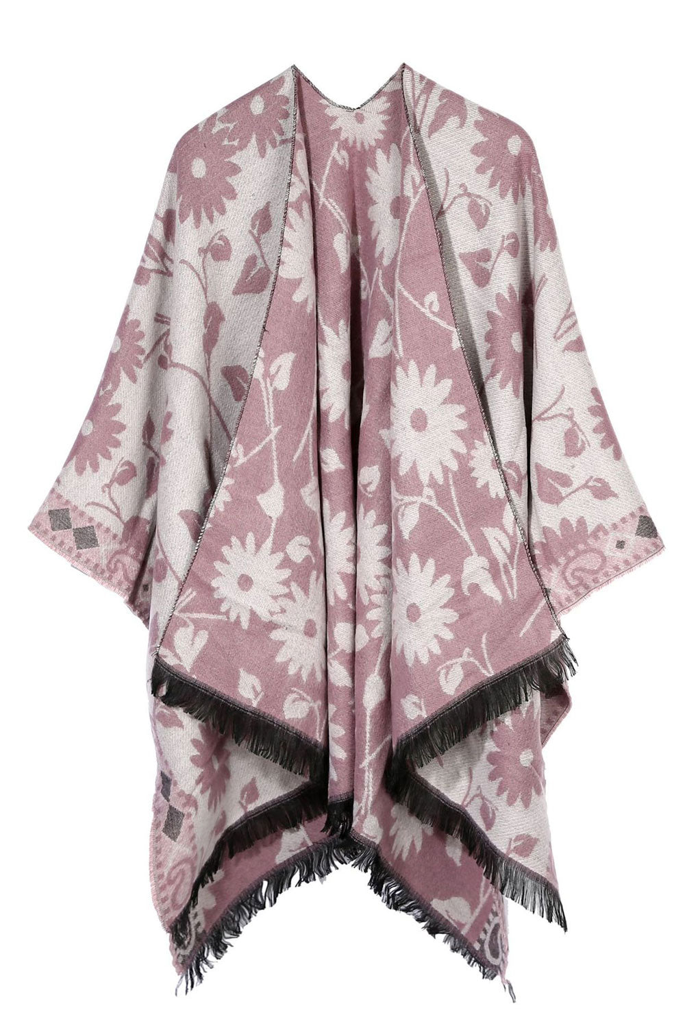 Women Flawless Flower Pattern Warm & Thick Shawl