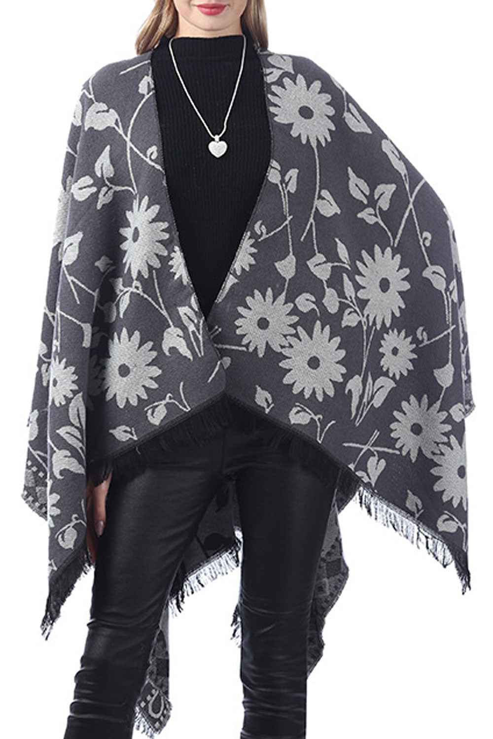 Women Flawless Flower Pattern Warm & Thick Shawl