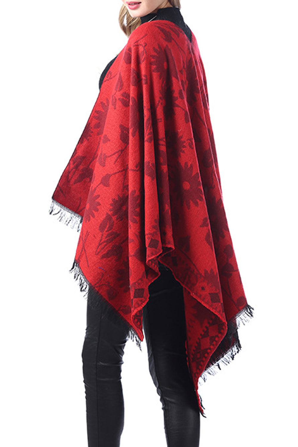 Women Flawless Flower Pattern Warm & Thick Shawl