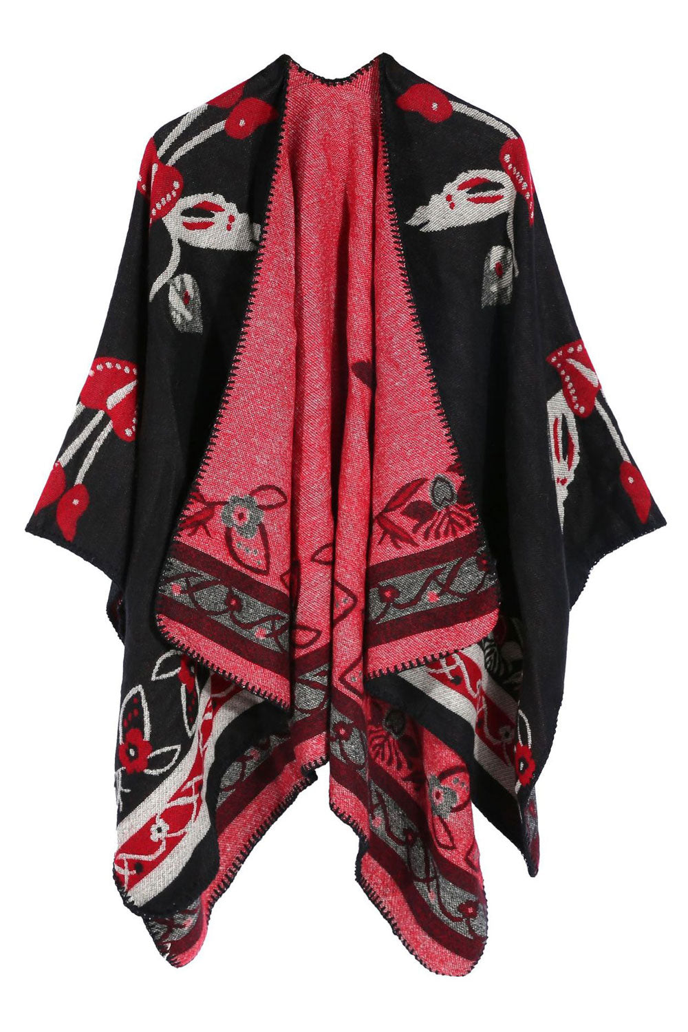 Women Fashion Flower Patten Warm & Thick Shawl