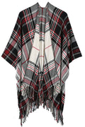 Women Classy Lattice Pattern Tassel Warm Shawl