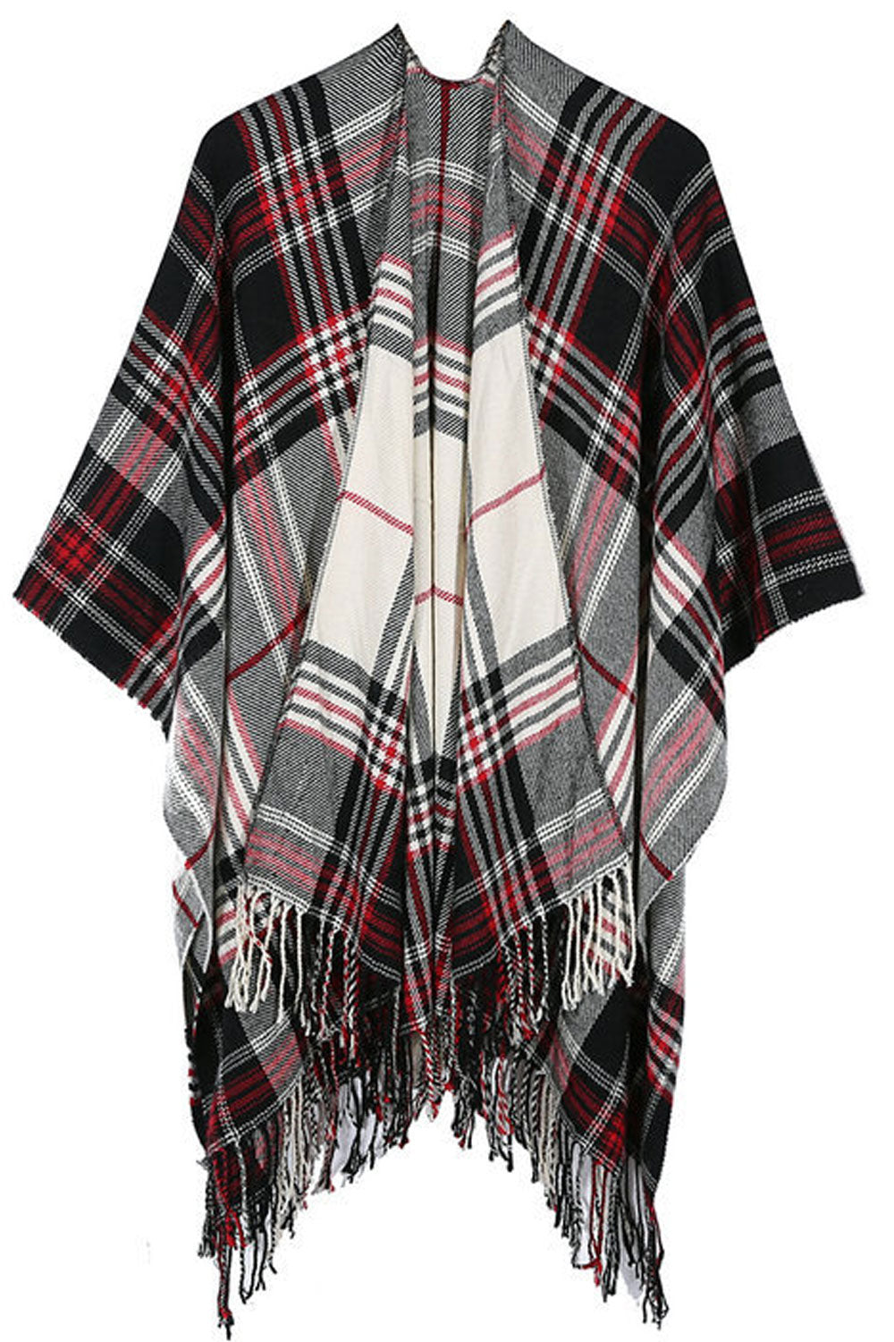 Women Classy Lattice Pattern Tassel Warm Shawl